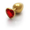 Heart Gem Butt Plug - Medium - Gold / Ruby Red