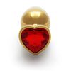 Heart Gem Butt Plug - Medium - Gold / Ruby Red
