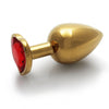Heart Gem Butt Plug - Medium - Gold / Ruby Red