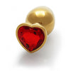 Heart Gem Butt Plug - Medium - Gold / Ruby Red
