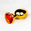 Heart Gem Butt Plug - Large - Gold / Ruby Red