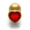 Heart Gem Butt Plug - Large - Gold / Ruby Red