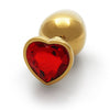 Heart Gem Butt Plug - Large - Gold / Ruby Red