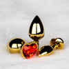 Heart Gem Butt Plug - Large - Gold / Ruby Red