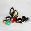 Sleek Gun Metal Round Gem Butt Plug - Small with Diamond Detail