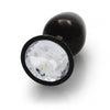 Sleek Gun Metal Round Gem Butt Plug - Small with Diamond Detail