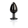 Sleek Gun Metal Round Gem Butt Plug - Small with Diamond Detail