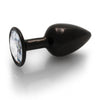 Sleek Gun Metal Round Gem Butt Plug - Small with Diamond Detail