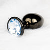 Sleek Gun Metal Round Gem Butt Plug - Small with Diamond Detail