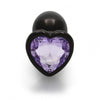 Heart Gem Butt Plug - Small - Gun Metal / Amethyst Purple