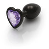 Heart Gem Butt Plug - Small - Gun Metal / Amethyst Purple