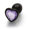 Heart Gem Butt Plug - Small - Gun Metal / Amethyst Purple