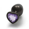 Heart Gem Butt Plug - Medium - Gun Metal / Amethyst Purple