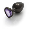 Heart Gem Butt Plug - Medium - Gun Metal / Amethyst Purple