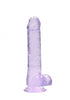 8 Inch / 20 cm Realistic Dildo With Balls - Purple