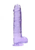9 Inch / 23 cm Realistic Dildo With Balls - Purple