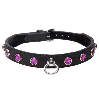 Leather Rhinestone Collar