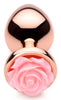 Rose Gold Anal Plug With Pink Flower