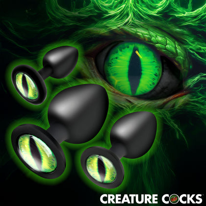 Creature Eyes Green Eye Silicone Butt Plug Set