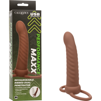 Performance Maxxâ„¢ Rechargeable Ribbed Dual Penetrator - Brown