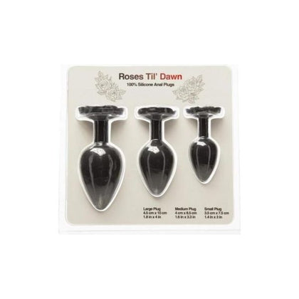 BMS Enterprises Roses Til Dawn Silicone Anal Plug Kit 2024 | Unisex Anal Trainer Set | Comfortable & Flexible | Sleek Black