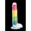 Curve Toys Lollicock 7in Glow In The Dark Rainbow Silicone Dildo with Balls - Model 2023 - Unisex Pleasure Toy