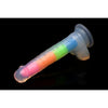 Curve Toys Lollicock 7in Glow In The Dark Rainbow Silicone Dildo with Balls - Model 2023 - Unisex Pleasure Toy