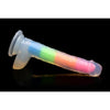 Curve Toys Lollicock 7in Glow In The Dark Rainbow Silicone Dildo with Balls - Model 2023 - Unisex Pleasure Toy