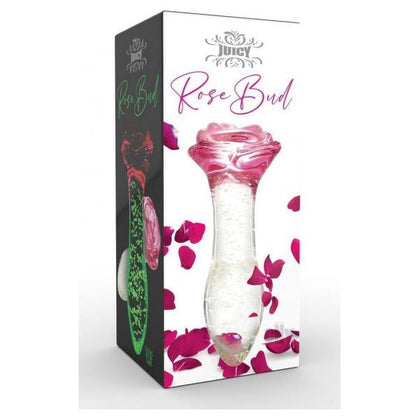 LoveGlass Elegant Rose Glass Butt Plug Model 101 - Unisex Anal Toy in Clear/Pink