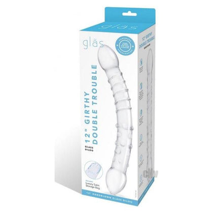 Introducing Glass Glas 12 Girthy Double Trouble Glass Dildo for Women, Curved Pleasure Tool with Textured Ends, Body-Safe Glass, Versatile Pleasure, Temperature Play, Suitable for all Lubricants, Rose Gold