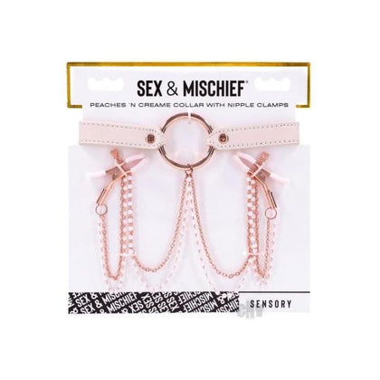 Sandm Peaches N Creame Collar W/nip Clamps - Adult Naughty Store