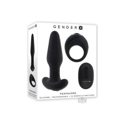 Gx Vibrating Remote-Controlled Anal Plug and C-Ring Combo - Teamwork Black