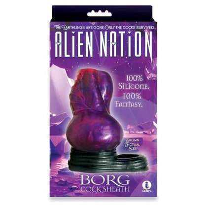 Alien Nation Borg Sheath - Silicone Fantasy Penis Extension Model X2 - Male - Full Tip Sensation - Purple and Red - Adult Naughty Store