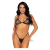 Rhinestone Fishnet Bikini Set 2pc Blk