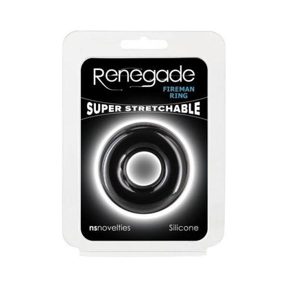 Renegade Liquid Silicone Fireman Ring Medium Black - Enhances Climax, Comfort Fit, Waterproof - For Him, Penile Stimulation - Adult Naughty Store