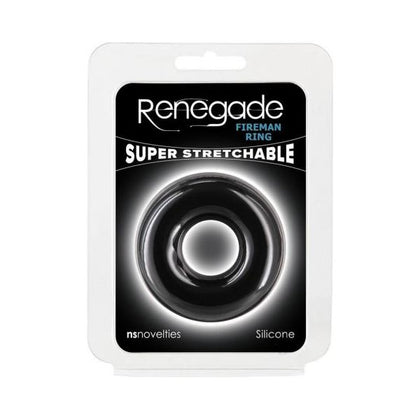 Renegade Liquid Silicone Fireman Large Black Cock Ring for Men - Model RM-001 - Enhances Sensitivity and Performance - Adult Naughty Store