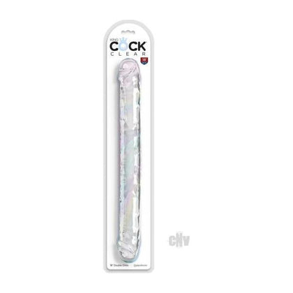 King Cock Clear Double Dildo 18 - Unisex Double Penetration Pleasure Toy - Translucent
