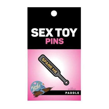 Provocative Pleasures Enamel Pin Paddle Spank Me Unisex Erotic Self-Expression Pin in Black - Adult Naughty Store