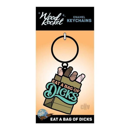 Introducing the Seductive Secret Enamel Eat A Bag of Dicks Keychain - Unisex Novelty Accessory in Black and White 🖤 - Adult Naughty Store