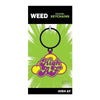 Introducing the High AF Weed Seduction Keychain - Model Enamel X731 - Unisex Weed Key Accessory in Sensuous Shades of Yellow, Green, and Purple - Adult Naughty Store