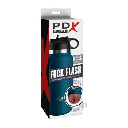 PassionX Pdx Plus Fuck Flask Priv Pleaser Stroker - Model FFPP001 - Male Masturbation Toy - Discreet Bottle Design - Brown/Blue