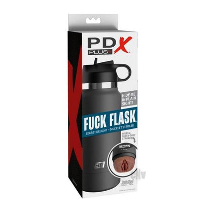 PDX Plus Fuck Flask Secret Delight Stroker (Model: Bn/Gry) - Male Masturbator for Intense Satisfaction in Black and Grey