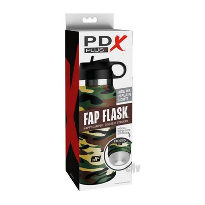 Introducing the PDX Plus Fap Flask Happy Camper Camouflage Stealth Stroker - Model FAP-001 for Men: A Discreet Pleasure Experience in the Great Outdoors