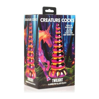 Creature Cocks Twilight Rainbow Glass Dildo - Model A23 - Unisex Pleasure - Pink and Yellow-Gold