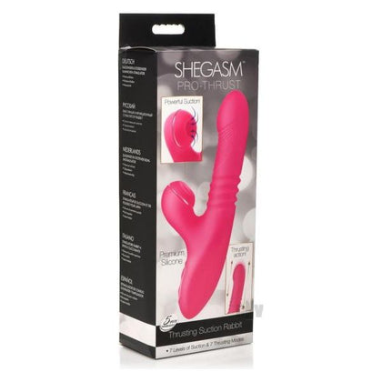 Shegasm Pro-thrust Suction Rabbit Pink - Intensely Stimulating Thrusting and Suction Vibrator for Women - Model Pnk302 - Dual Stimulation for Clitoral and G-spot Pleasure