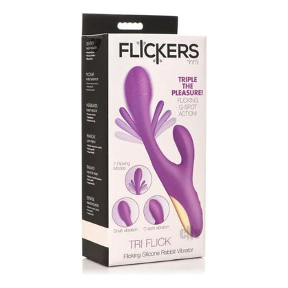 Inmi Tri Flick Purple Silicone Rabbit Vibrator - Model: Tri-Flick Purple - Female - G-Spot and Clitoral Stimulation