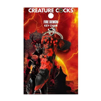 Creature Cocks Mini Fire Demon Silicone Keychain Fantasy Sex Toy Model 666 Unisex Novelty Red & Black