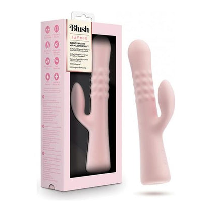 Introducing the Blush Jaymie Rabbit Vibrator - Versatile G-Spot & Clitoral Stimulator - Model JRV-101 - Pink - Women's Adult Toy - Adult Naughty Store