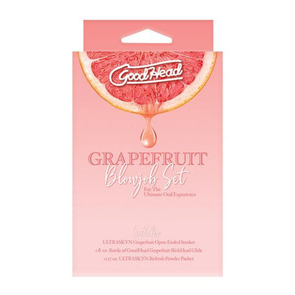 Goodhead Grapefruit Blowjob Set by Doc Johnson - Open-Ended Stroker ULTRASKYN - 1 oz Bottle of Grapefruit-flavoured GoodHead Slick Head & Refresh Powder - Unisex - Oral Pleasure - Yellow