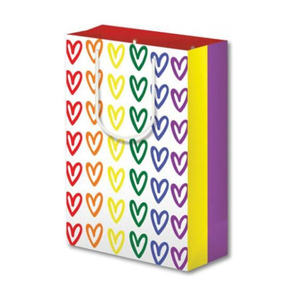 Lovehoney Pride Hearts Gift Bag LGBTQ+ Celebration Large Gift Bag 101 Sensual Accessory Unisex All-Over Pleasure Rainbow